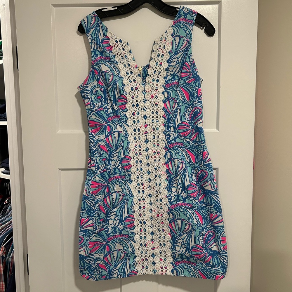 Lilly Pulitzer for Target Blue & Pink Sleeveless Mini Dress with White Lace Trim
